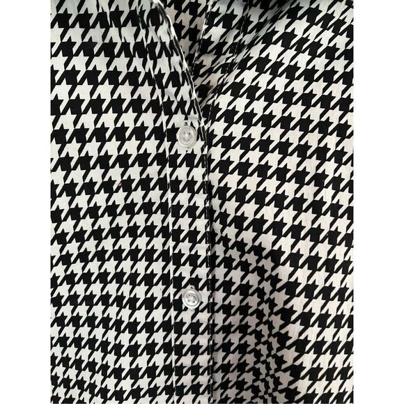 Kim Rogers Black & White Roll Tab Houndstooth Button Down Shirt sz 3X EUC - Picture 3 of 7